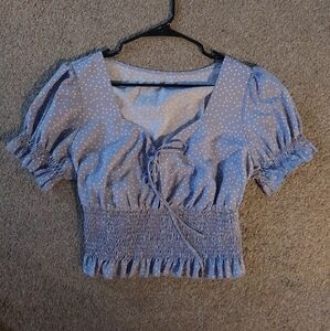 SHEIN Curve Lilac Poka Dot Short Sleeve Blouse 2XL